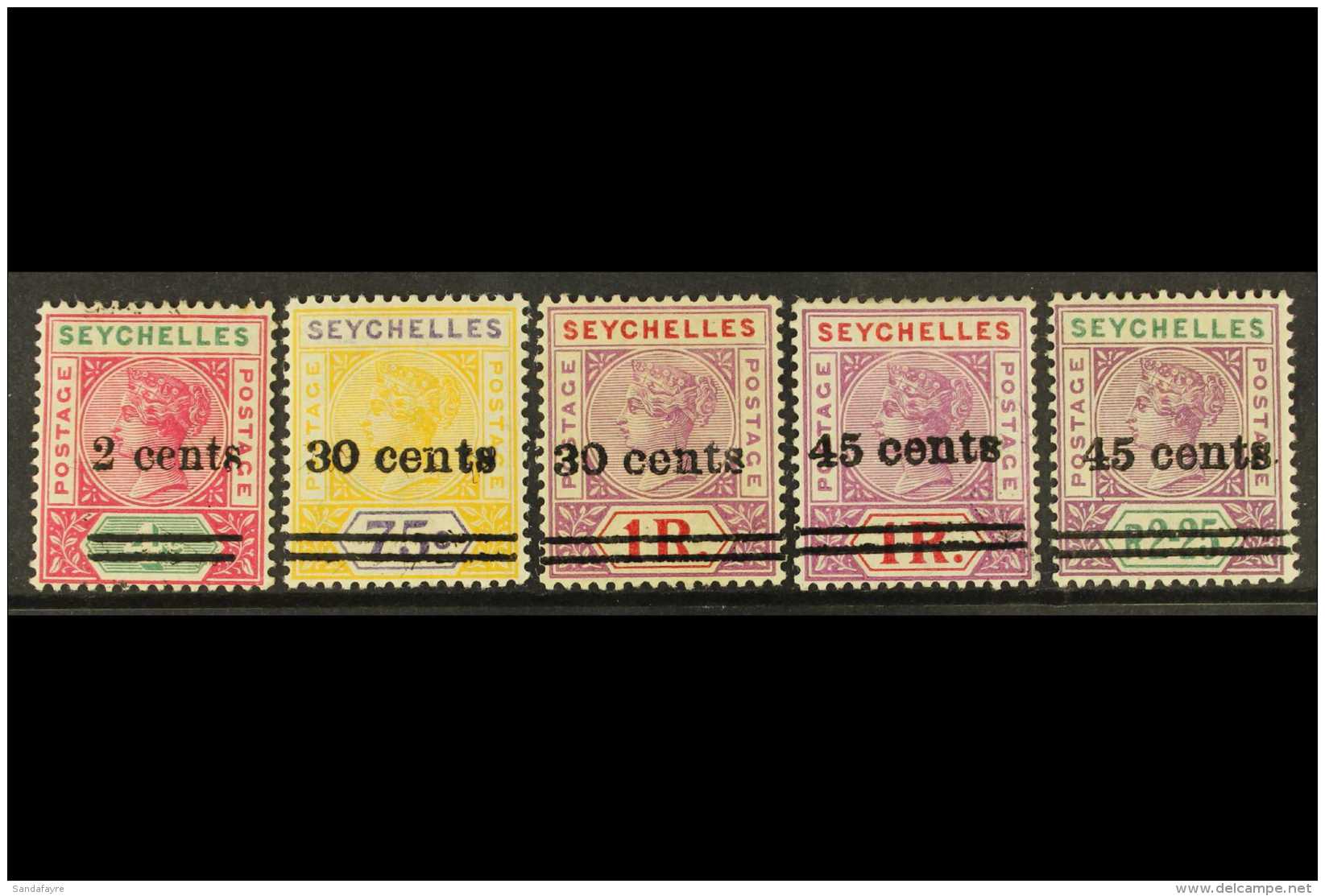 1902 (June) Surcharges Set SG 41/45 Fresh Mint. (5) For More Images, Please Visit... - Seychelles (...-1976)