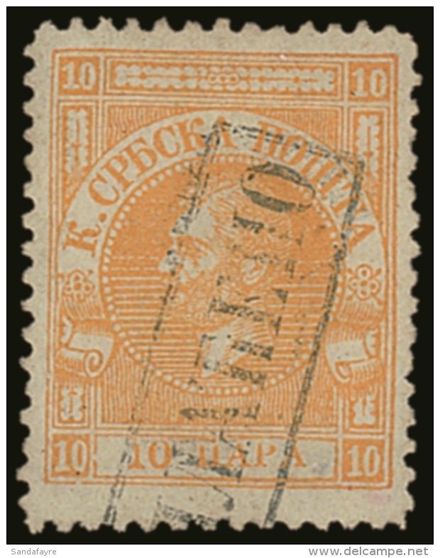 1866 10pa Orange Perf 12, Michel 1, SG 9, Fine Used With Neat Boxed Cancel, Fresh Colour, Expertized A.Diena. For... - Serbien