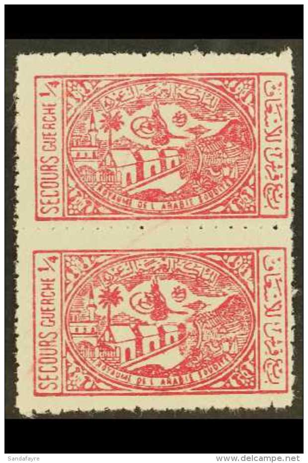 1945-46 1/8g Charity Tax, Perf 11, On Greyish Paper, SG 347a, Superb Never Hinged Mint VERTICAL PAIR. (2 Stamps)... - Arabie Saoudite