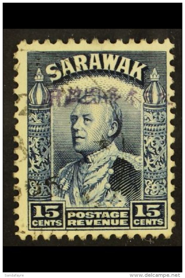 JAPANESE OCCUPATION 1942 15c Blue Handstamped In  Violet, SG J16, Very Fine Used. For More Images, Please Visit... - Sarawak (...-1963)