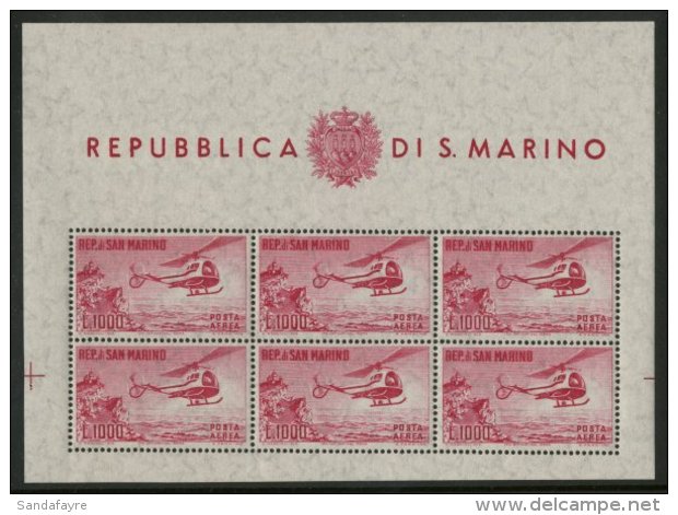 1961 1000L Carmine "Helicopter" Min Sheet, Sass 22, Superb NHM. For More Images, Please Visit... - Sonstige & Ohne Zuordnung