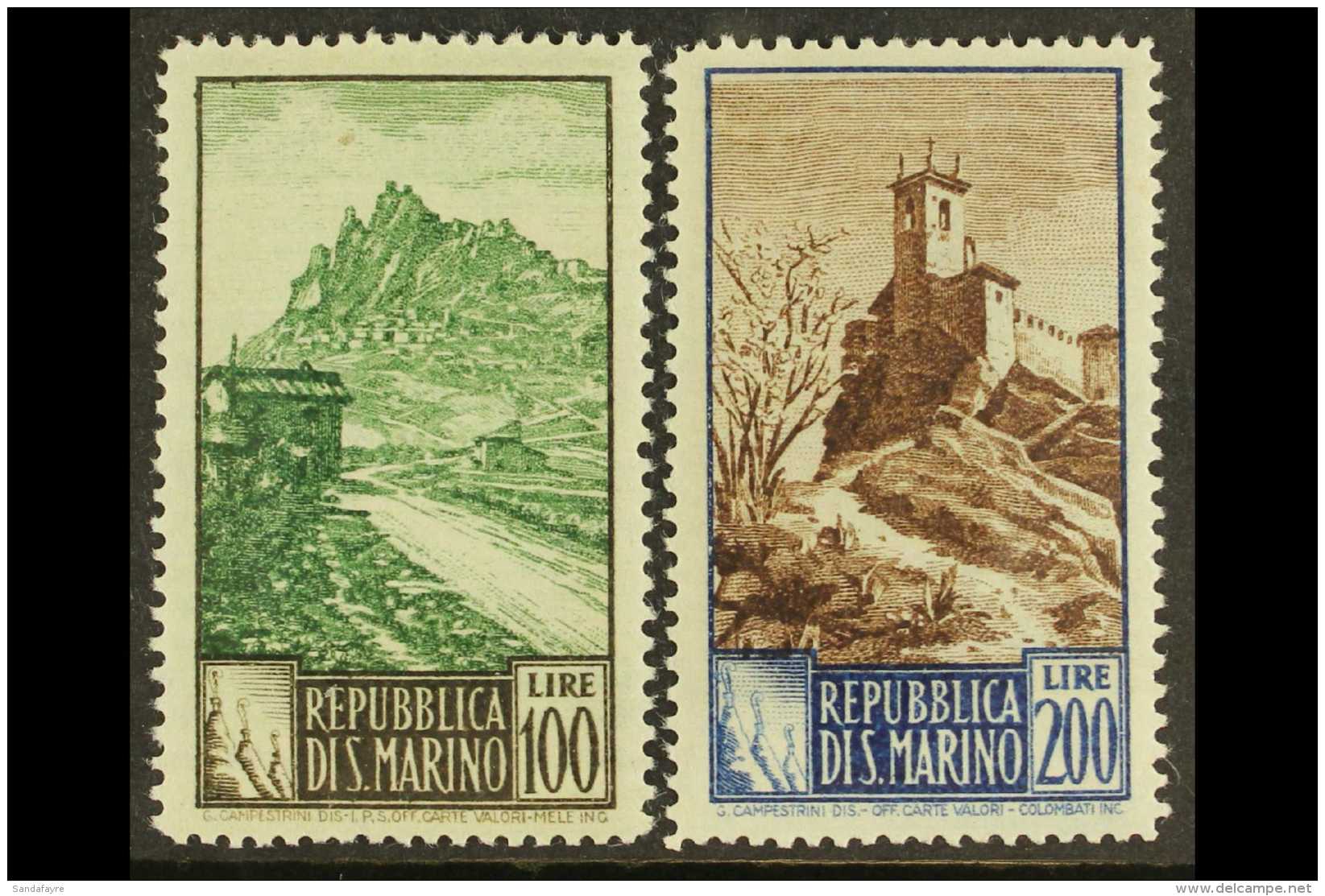 1949-50 100L And 200L "Paesaggi" Views, Perf 14 X 13, Sassone S. 67, Never Hinged Mint. (2 Stamps) For More... - Sonstige & Ohne Zuordnung