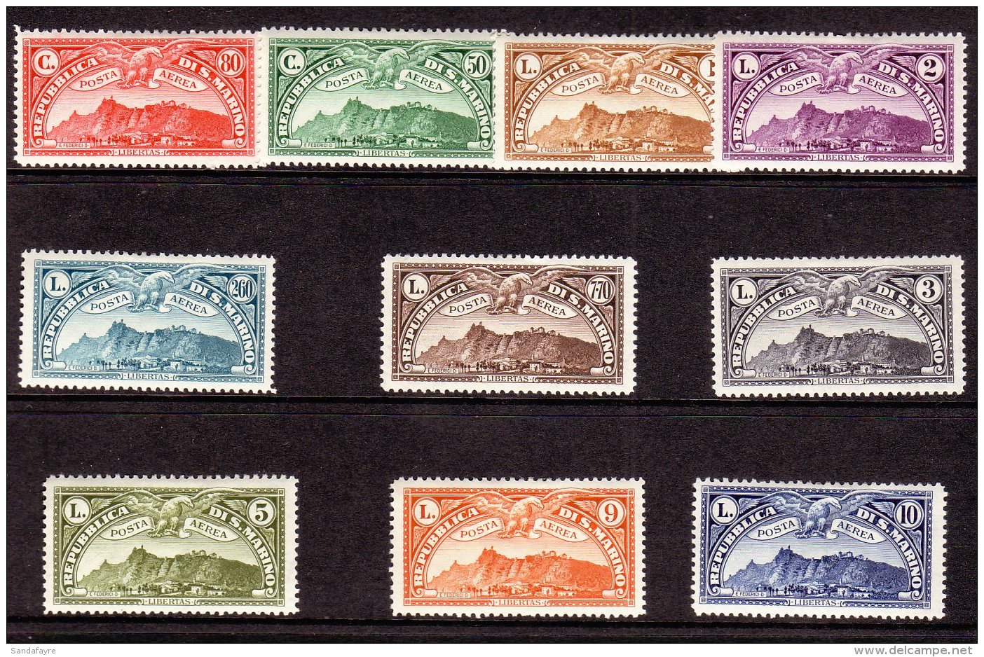 1931 View Of San Marino Air Set Complete, Sass S500, Very Fine And Fresh Mint. (10 Stamps) For More Images, Please... - Sonstige & Ohne Zuordnung