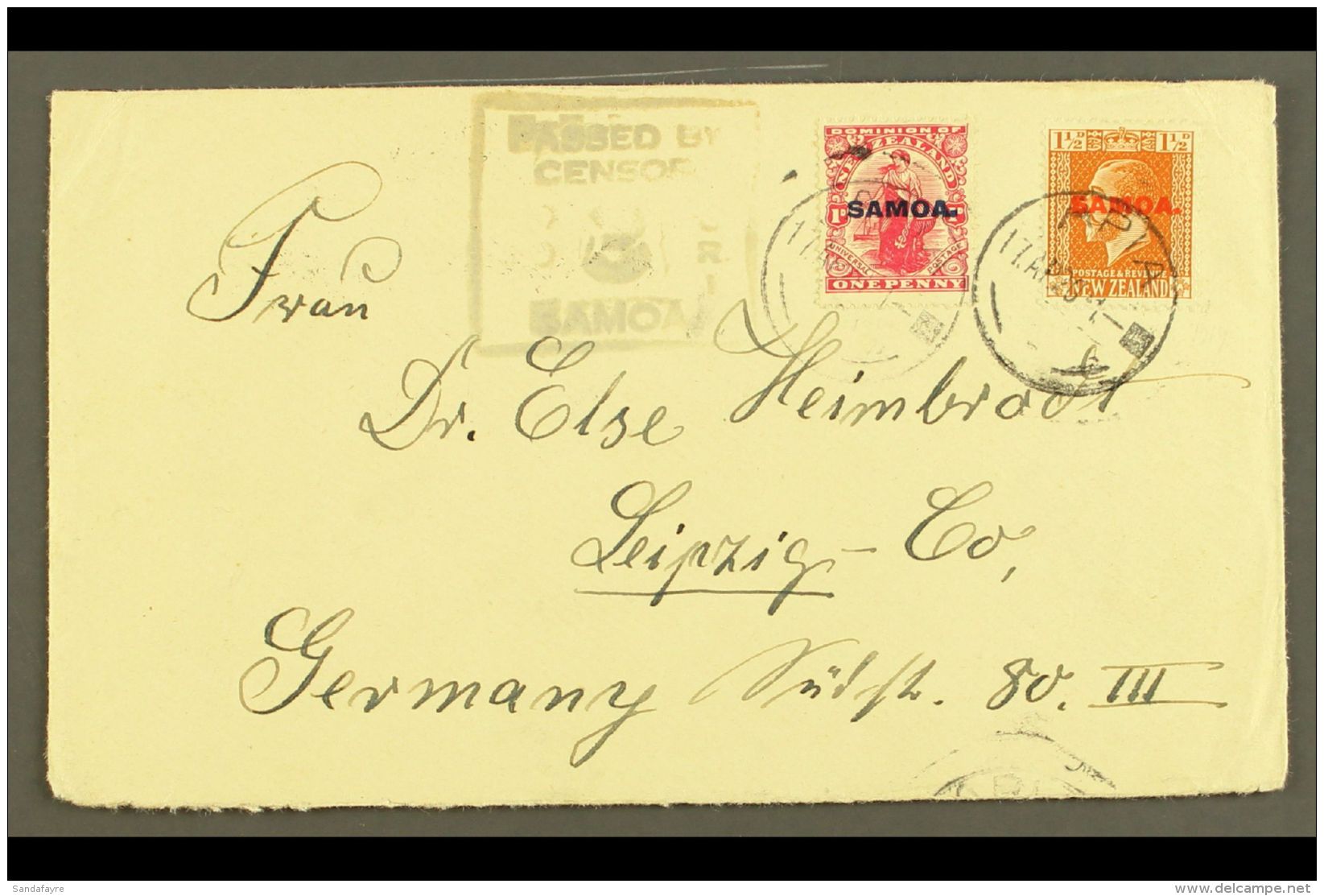 1920 Plain Cover To Germany, Sent 2&frac12;d Rate, Franked 1d &amp; KGV 1&frac12;d , SG 116, 136, Apia 17.04.20... - Samoa (Staat)