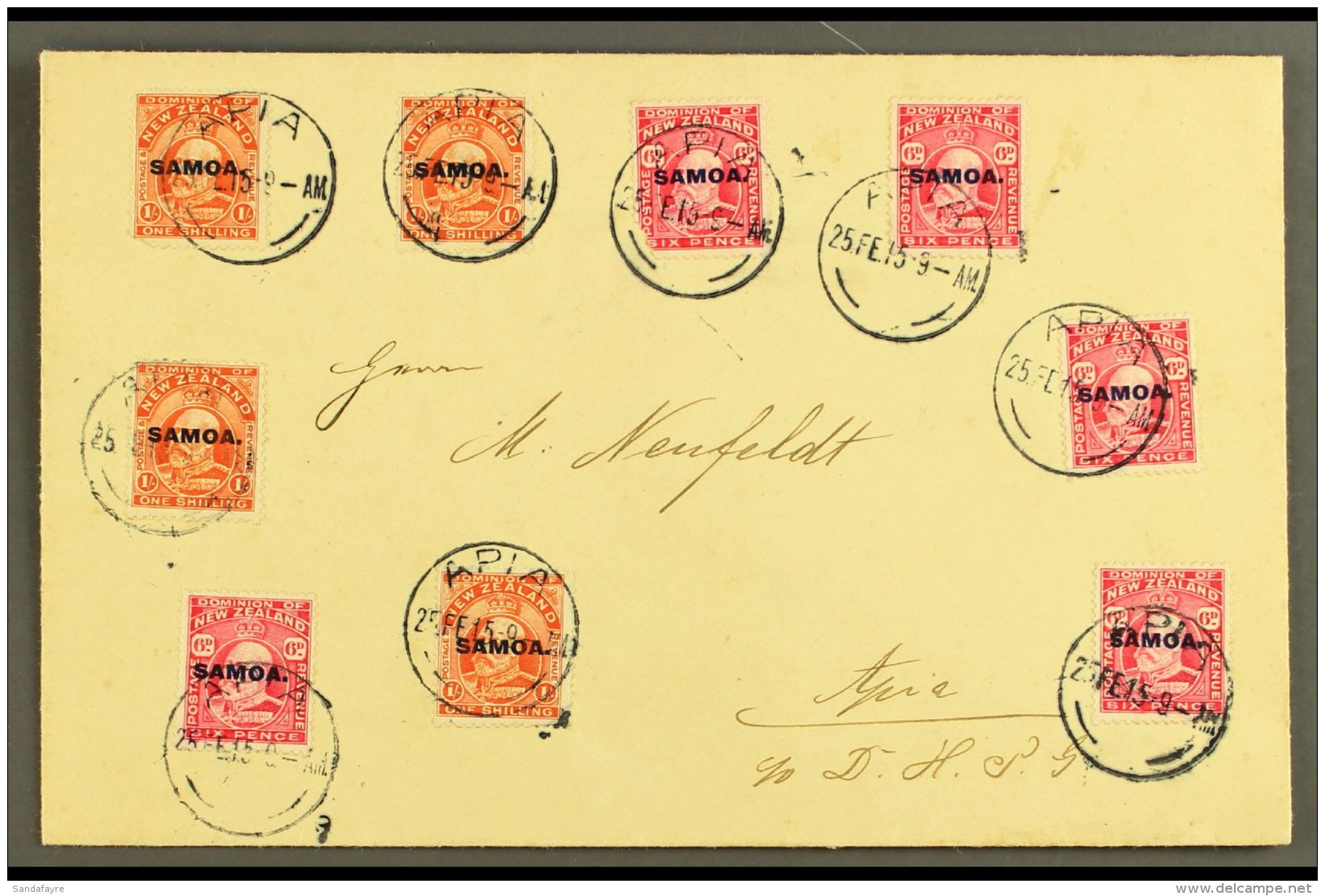 1915 Large Cover, Posted Locally With Philatelic Franking Of 6d Carmine X5 And 1s Vermilion X4, SG 119, 121, Each... - Samoa