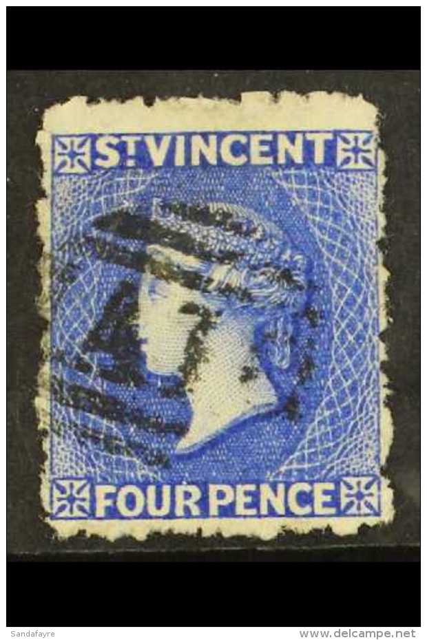1881 4d Bright Blue, Wmk Small Star, SG 38, Very Fine Used With Neat Barred Cancel. Striking Colour. For More... - St.Vincent (...-1979)