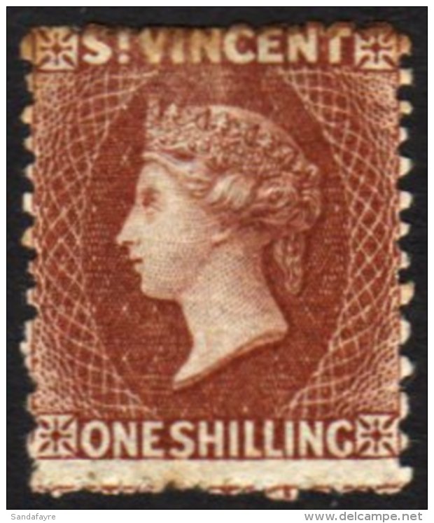 1869 1s Brown, SG 14, Mint Large Part Og, Staining At Top. Scarce, Cat &pound;500. For More Images, Please Visit... - St.Vincent (...-1979)