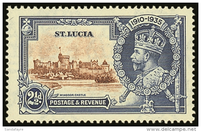 1935 SILVER JUBILEE 2&frac12;d Brown And Deep Blue, Variety Dot To Left Of Chapel SG 111g, Fine Mint.  For More... - St.Lucia (...-1978)