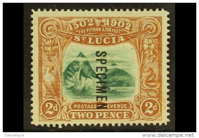 1902 2d Green And Brown "Discovery", Ovptd "Specimen", SG 63s, Very Fine Mint. For More Images, Please Visit... - St.Lucia (...-1978)
