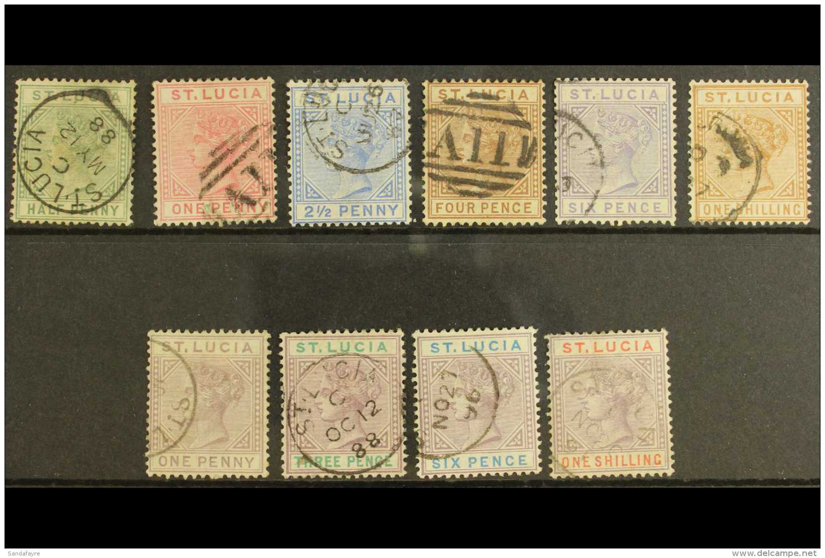 1883-87 USED DIE I COLLECTION On A Stock Card, 1883-86 Set &amp; 1886-87 Set, SG 31/42, Mostly Fine Used (10... - St.Lucia (...-1978)