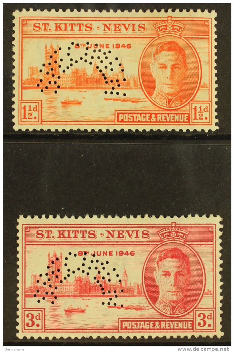 1946 Victory Pair, Perforated "Specimen", SG 78s/9s, Very Fine Mint Og. (2 Stamps) For More Images, Please Visit... - St.Kitts And Nevis ( 1983-...)