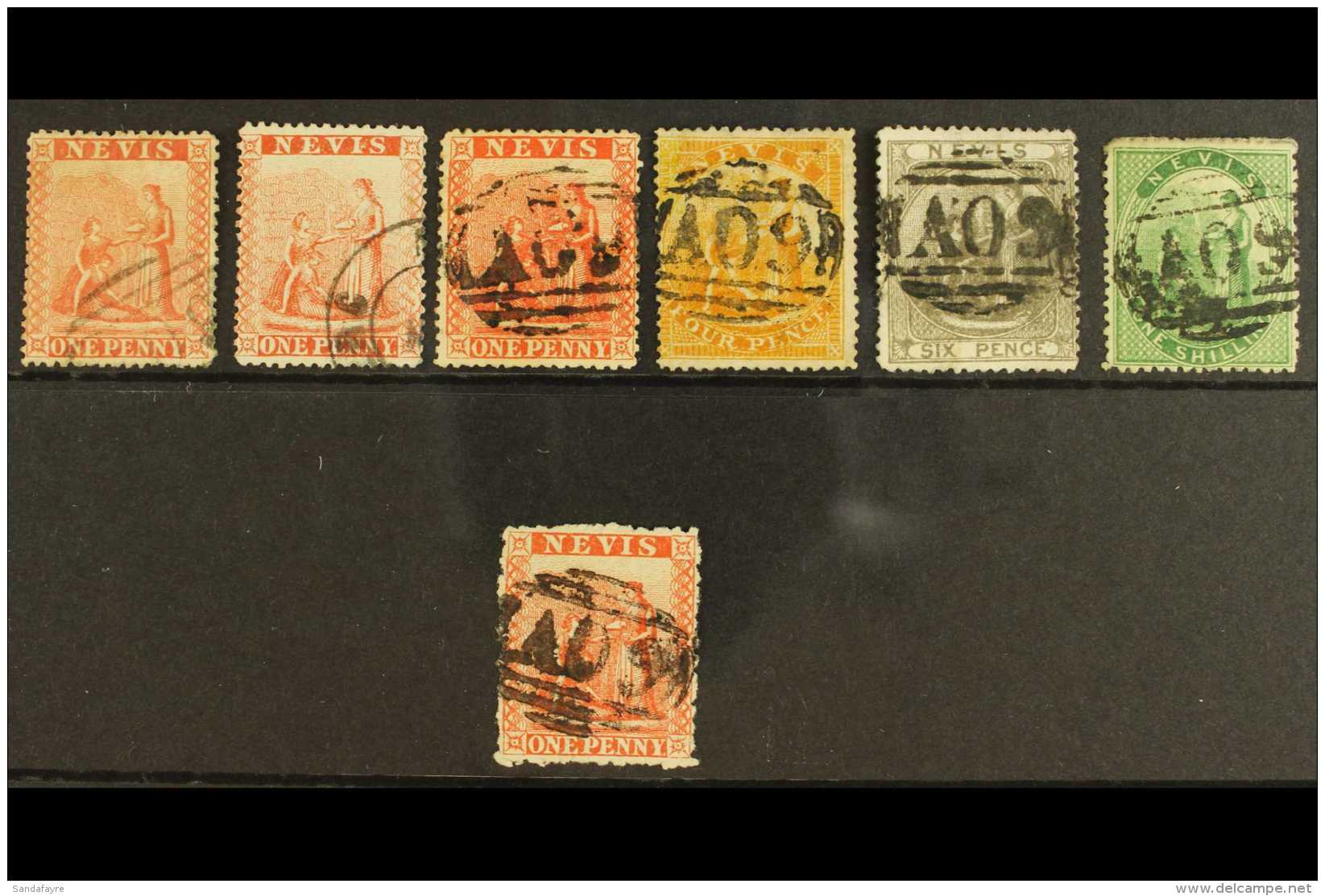 1876-78 USED SELECTION Inc Perf 15 Issue, Complete With All 1d Shades, Also 1d Perf 11&frac12;, SG 15/20 &amp; 22,... - St.Christopher, Nevis En Anguilla (...-1980)