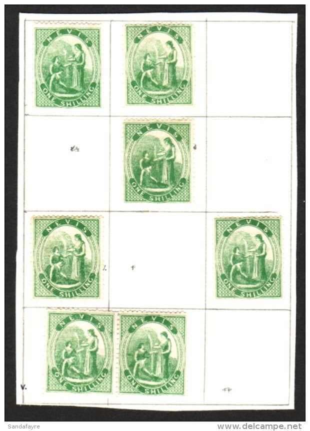 1876-78 PLATE RECONSTRUCTION 1s Deep Green, SG 21, Lithographed Printing, Plate Reconstruction Of The Twelve... - St.Christopher, Nevis En Anguilla (...-1980)