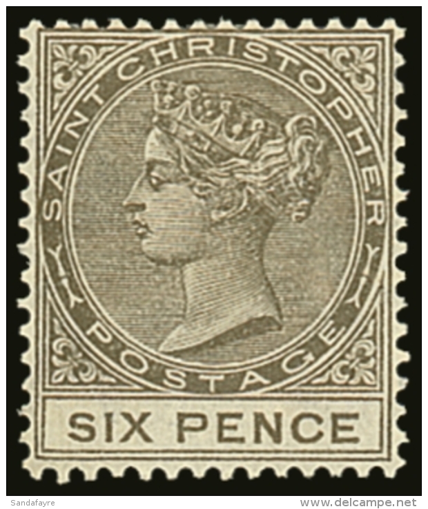 1890 6d Olive Brown SG 19, Very Fine Mint. For More Images, Please Visit... - St.Christopher, Nevis En Anguilla (...-1980)
