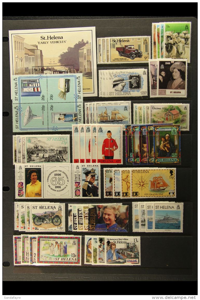 1989-1992 COMPLETE NEVER HINGED MINT COLLECTION On A Stock Page, All Different, Complete (no Mini-sheets) From... - Sint-Helena