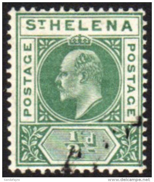 1902 &frac12;d Green With "SLOTTED FRAME" VARIETY, SG 53var, Very Fine Used. A Clear Example Of This Break In The... - St. Helena