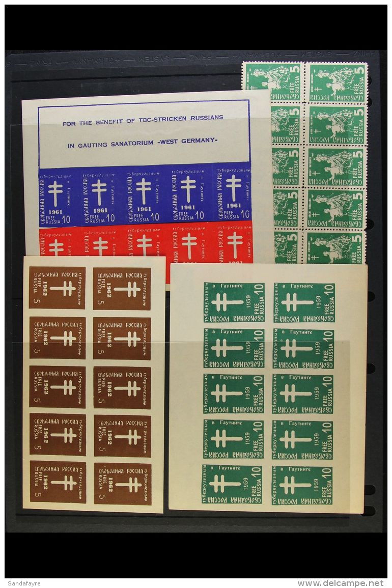 'FREE RUSSIA' ANTI-TB LABELS 1959-1964 Fine Mint Collection Of Labels Issued By A Russian Exile Anti-communist... - Autres & Non Classés