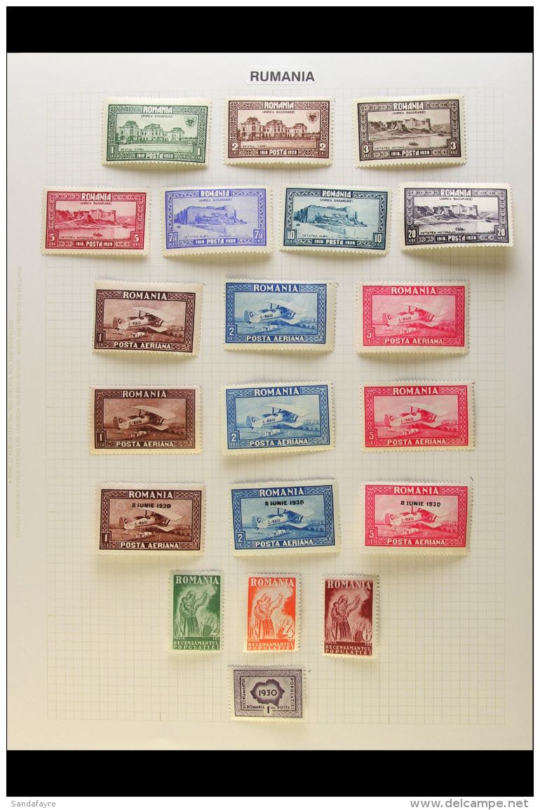 1928-1940 FINE MINT COLLECTION On Leaves, ALL DIFFERENT, Commems As Complete Sets, Inc 1928 Bessarabia &amp; Air... - Other & Unclassified