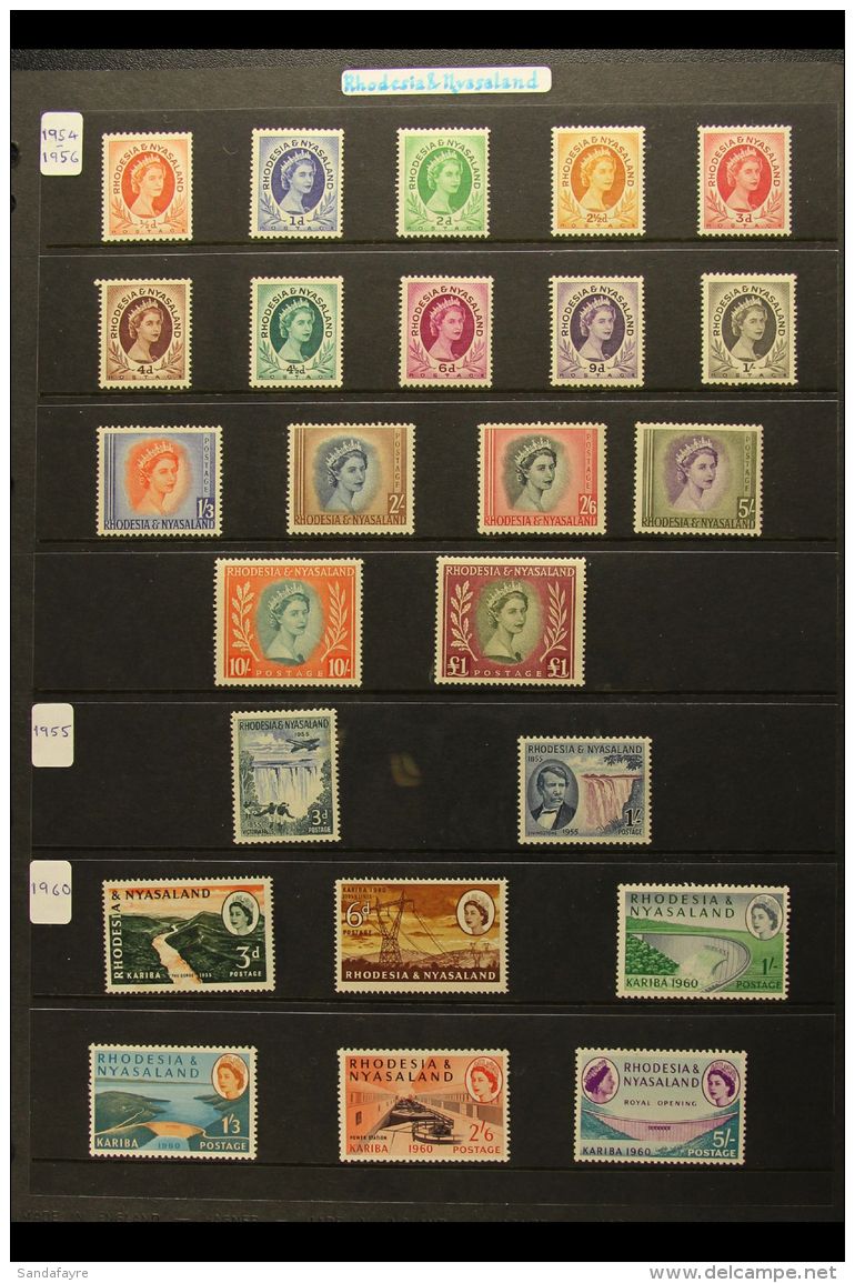 1954-1963 COMPLETE MINT A Very Fine Mint (some Never Hinged) COMPLETE BASIC RUN, SG 1/49. Lovely! (51 Stamps) For... - Rhodesië & Nyasaland (1954-1963)