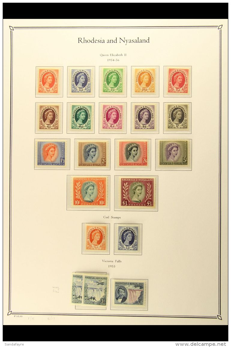 1954-1963 COMPLETE MINT COLLECTION On Hingeless Printed Leaves. A COMPLETE RUN, SG 1/49, Plus Coil Stamps, Dues... - Rhodesien & Nyasaland (1954-1963)