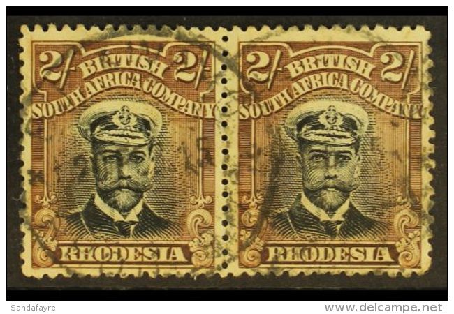 1913-19 2s Black &amp; Brown, Admiral, Die I, Perf. 14 Horizontal Pair, SG 214, Fine Used. For More Images, Please... - Sonstige & Ohne Zuordnung