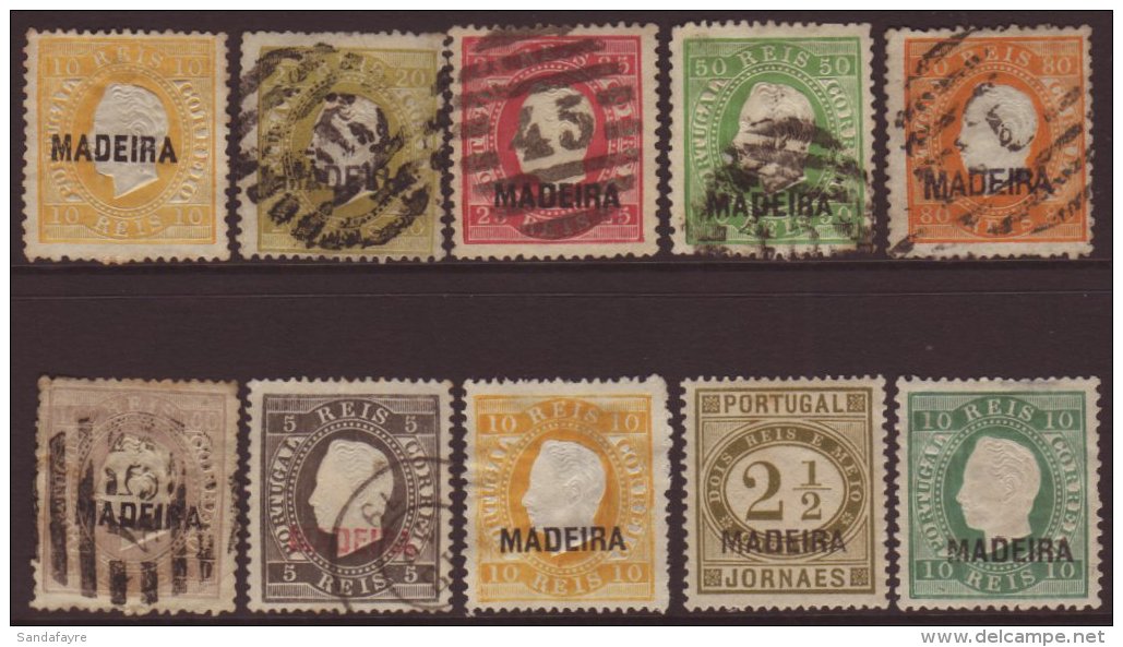 MADEIRA 1871-80 Mint, Used Or Unused Group With Type T1 Opts On 10r Unused And 20r Used, Type 2 Opts On 25r Used,... - Sonstige & Ohne Zuordnung