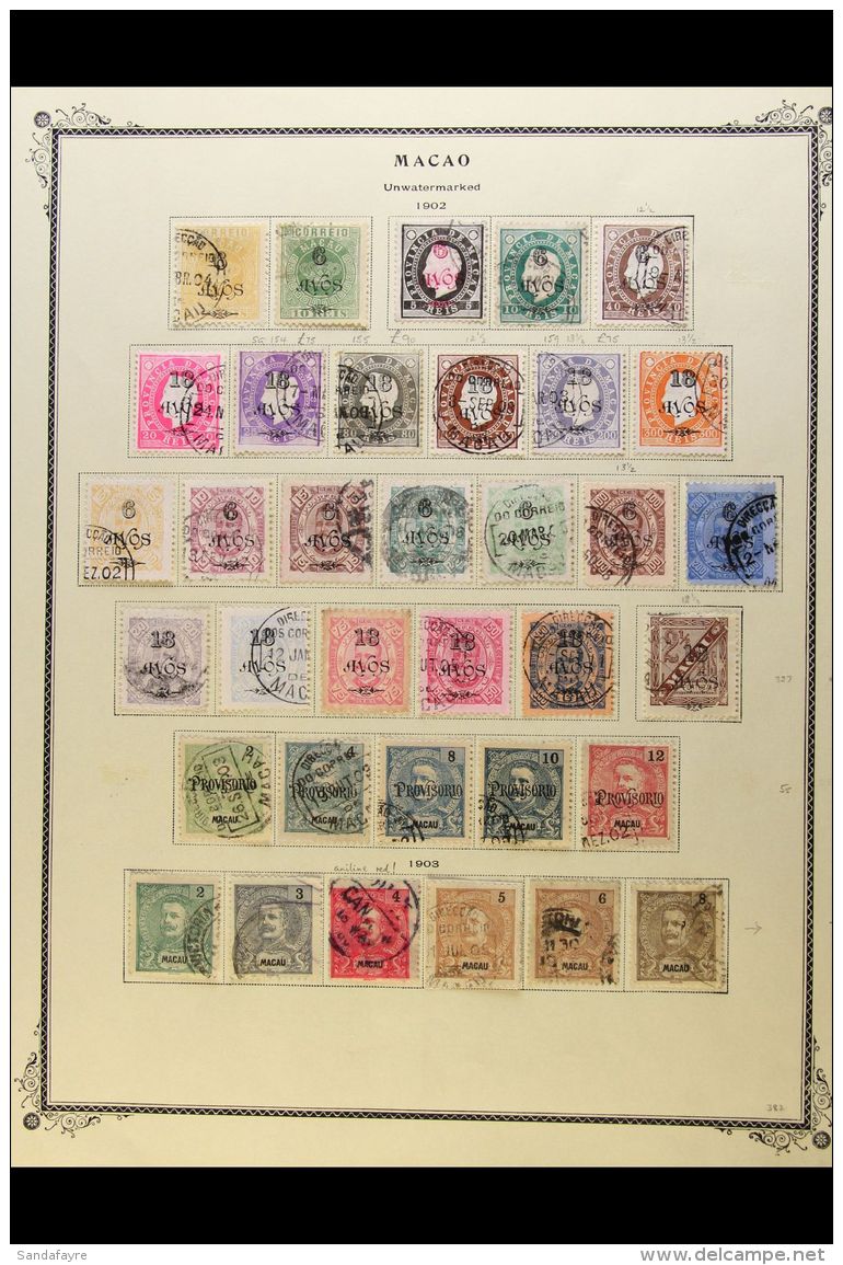 MACAO 1902-11 EXTENSIVE USED COLLECTION On Printed Pages Affording Good Coverage Of This Period. Includes 1902... - Sonstige & Ohne Zuordnung