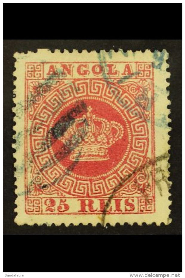 ANGOLA 1875-77 25r Crimson Perf 14, SG 24, Fine Used With Multiple Light Cancels &amp; Apex Photo Certificate For... - Andere & Zonder Classificatie