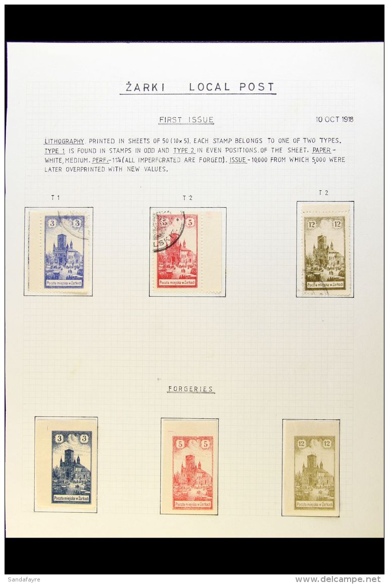 LOCAL TOWN POST ZARKI 1918 Attractive Collection On Leaves, Inc 1918 (10 Oct) Set Used, 1918 Set Of Pairs With... - Andere & Zonder Classificatie