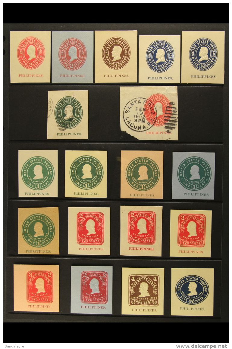 POSTAL STATIONERY CUT OUT COLLECTION Spanning 1899 To 1944. Neatly Presented On Stock Pages With 1899-1900 2c To... - Filippijnen