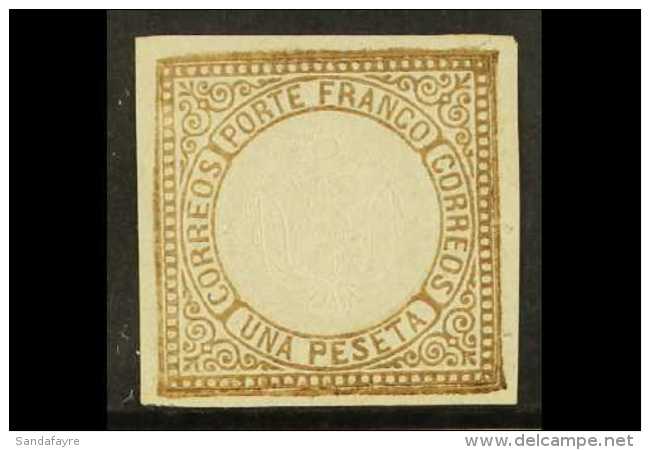 1863 1p Brown Arms SG 16, Scott 13, Mint With Four Margins And Large Part Gum, Small Marginal Tear And Pinhole.... - Peru