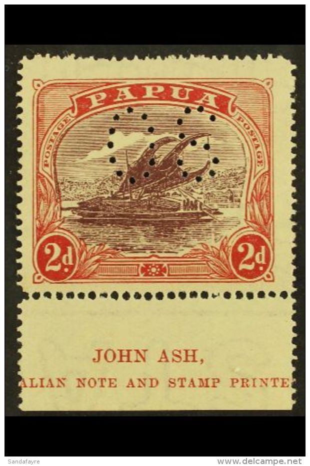 OFFICIAL 1930 2d Deep Brown-purple And Lake, SG O49, With Marginal ASH Imprint, Never Hinged Mint. For More... - Papoea-Nieuw-Guinea