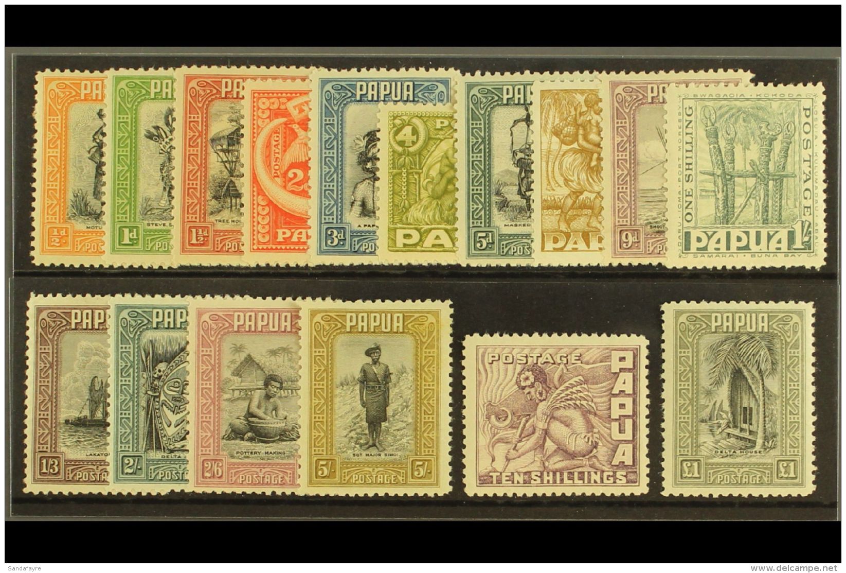 1932-40 Pictorials Set Complete, SG 130/145, Very Fine Mint, The 5d With Perf Fault (16 Stamps) For More Images,... - Papoea-Nieuw-Guinea