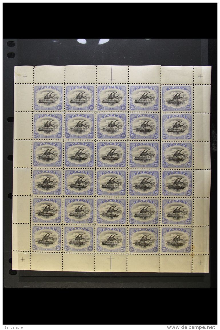 1907-10 COMPLETE SHEET 2&frac12;d Black &amp; Pale Ultramarine, SG 51a/51b, Complete Sheet Of 30 Stamps With... - Papoea-Nieuw-Guinea