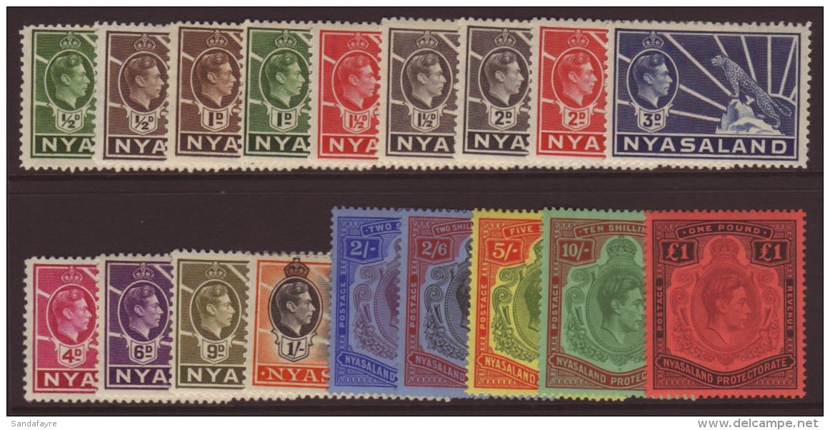 1938-44 Complete KGVI Set SG 130/43, Fine Mint. (18 Stamps) For More Images, Please Visit... - Nyassaland (1907-1953)