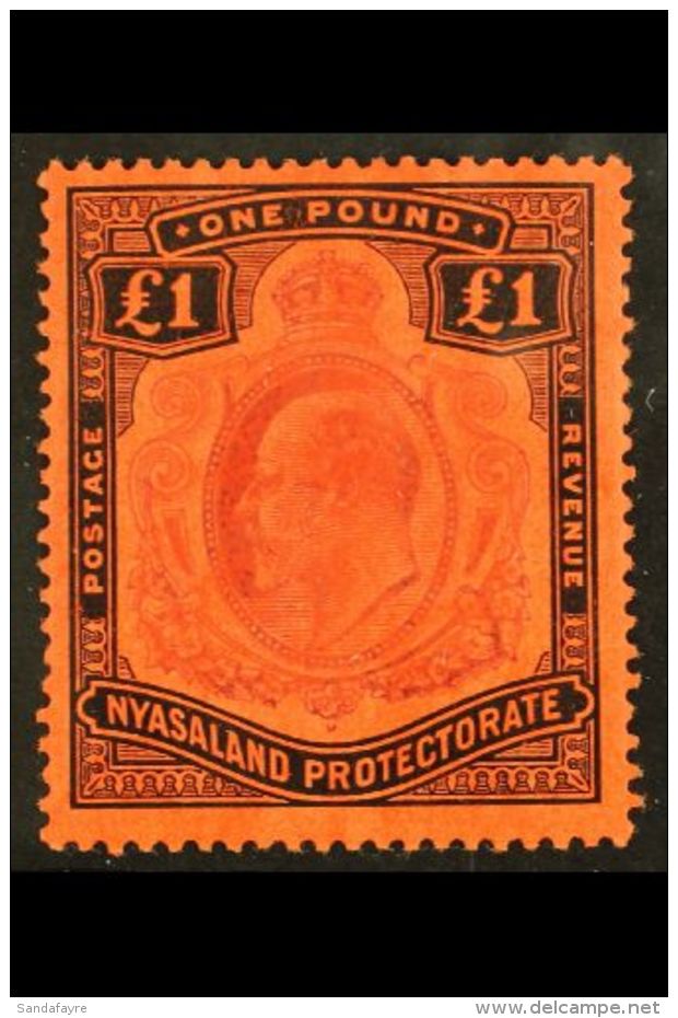 1908 &pound;1 Purple And Black / Red, SG 81, Very Fine Mint. For More Images, Please Visit... - Nyassaland (1907-1953)