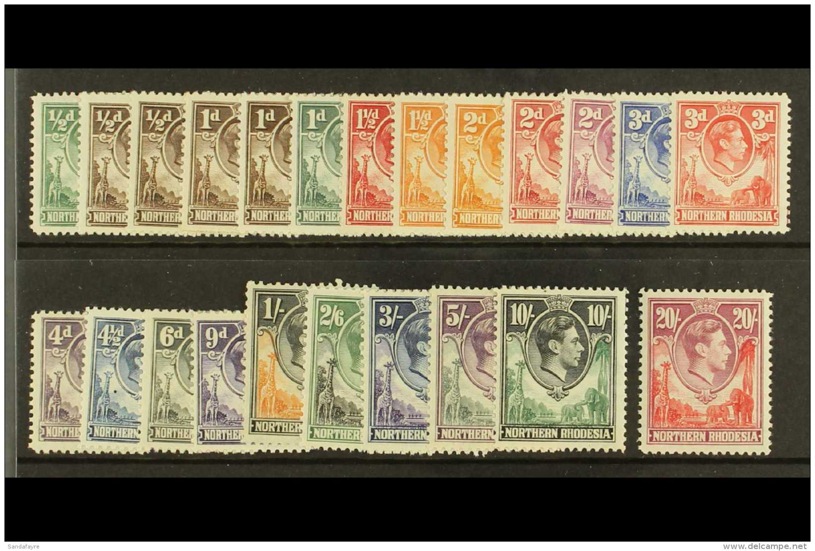 1938-52 Geo VI Set Complete, SG 25/45, Plus Additional &frac12;d Perf Change, And 1d Shade, Very Fine Mint. (23... - Noord-Rhodesië (...-1963)