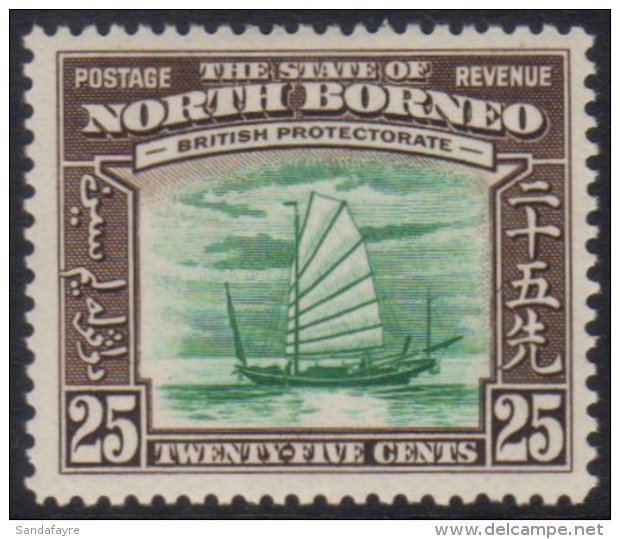 1939 25c Green &amp; Chocolate Pictorial VIGNETTE PRINTED DOUBLE, ONE ALBINO Variety, SG 313a, Superb Mint, Fresh... - Noord Borneo (...-1963)