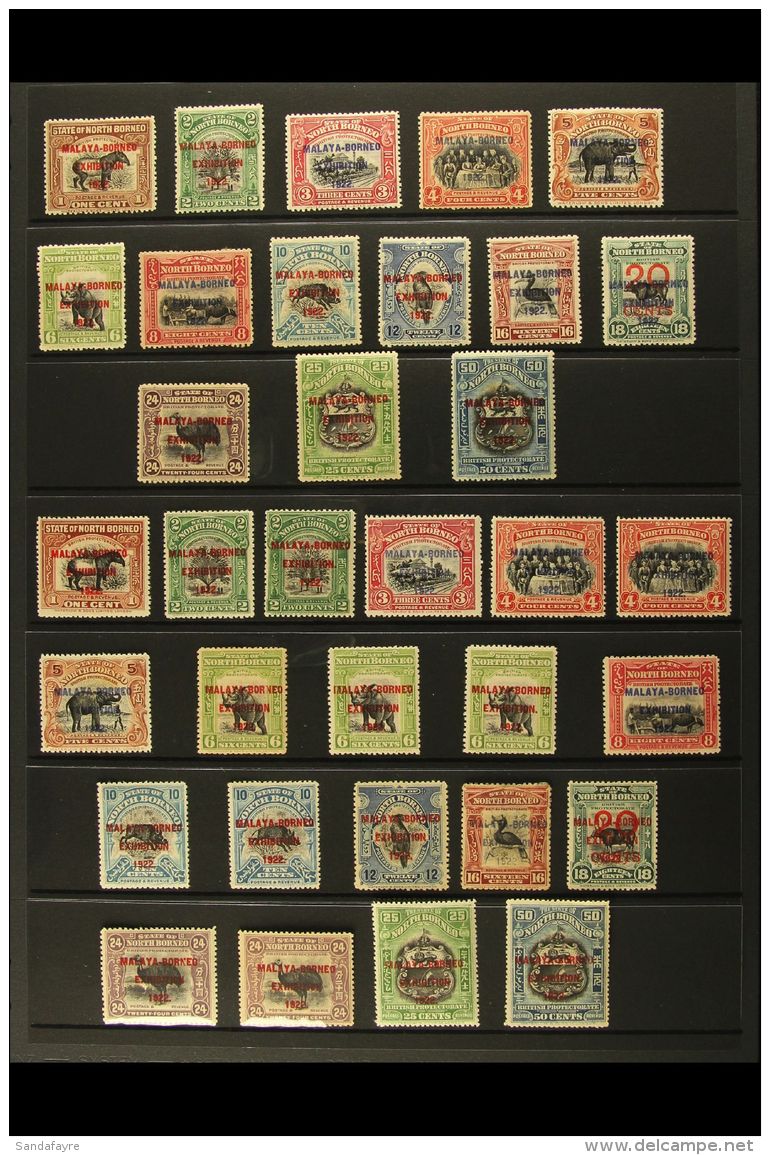 1922 MALAYA BORNEO EXHIBITION. An Interesting Mint Collection On A Stock Page. Includes A Basic Set Of 14 Stamps... - Noord Borneo (...-1963)