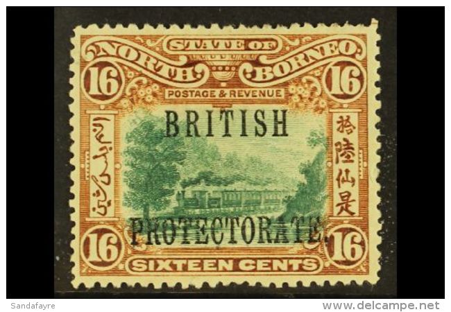 1901-05 16c Green &amp; Chestnut Perf 14&frac12; -15, "British Protectorate" Overprinted, SG 136a, Very Fine Mint... - Nordborneo (...-1963)