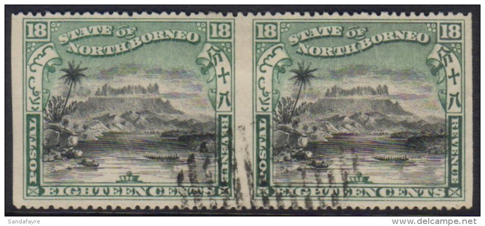 1897-1902 18c Black And Green, Horizontal Pair IMPERF VERTICALLY, SG 108a, Fine CTO Used (only Exists Thus). For... - Bornéo Du Nord (...-1963)
