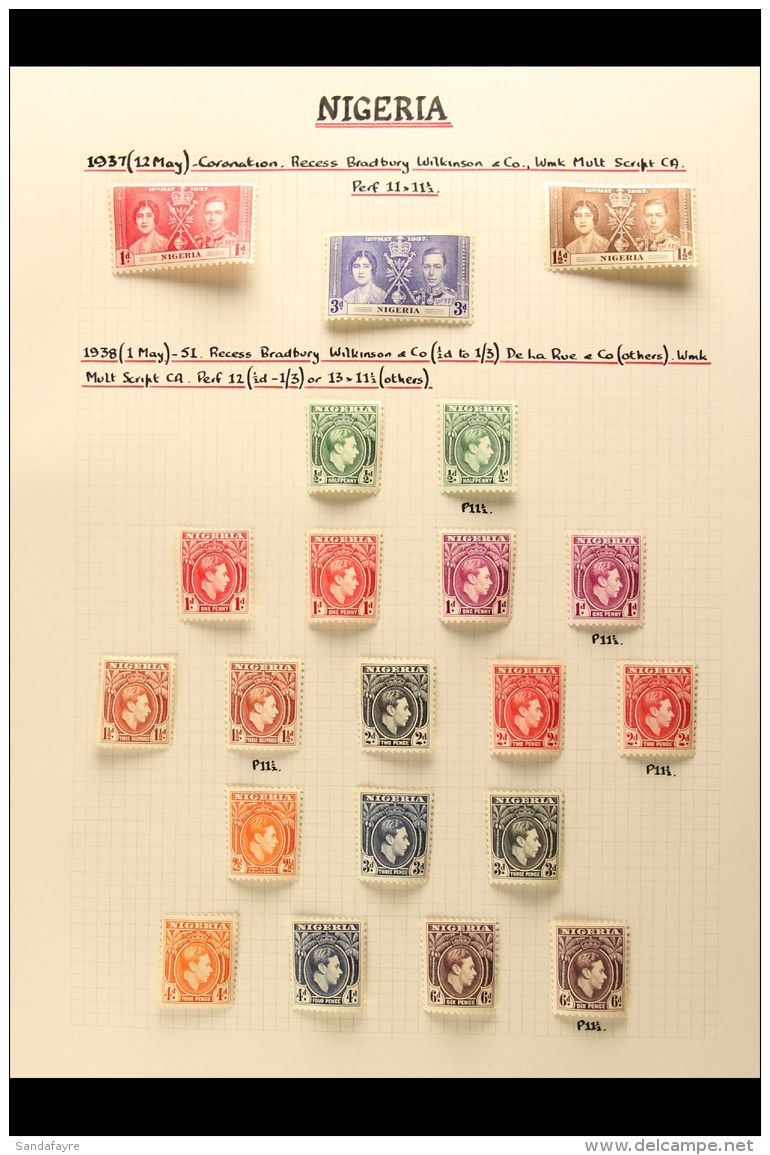 1937-65 SUPERB MINT COLLECTION WITH ADDITIONAL SHADES AND PERFS A Beautifully Written Up Collection On Pages,... - Nigeria (...-1960)