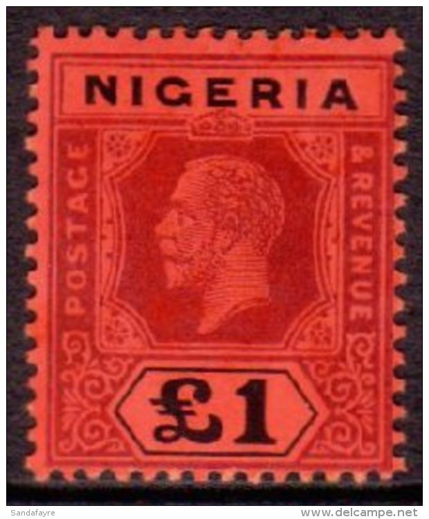 1927 &pound;1 Deep Purple And Black On Red, Die II, SG 12b, Very Fine Mint. For More Images, Please Visit... - Nigeria (...-1960)