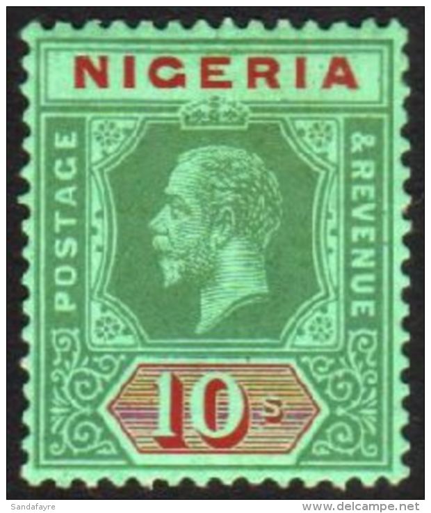 1920 10s Green And Red On Emerald Green (pale Olive Back), SG 11c, Very Fine And Fresh Mint. For More Images,... - Nigeria (...-1960)