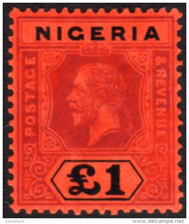 1914-29 &pound;1 Purple &amp; Black On Red, Die I, Wmk Mult Crown CA, SG 12a, Very Fine Mint. For More Images,... - Nigeria (...-1960)