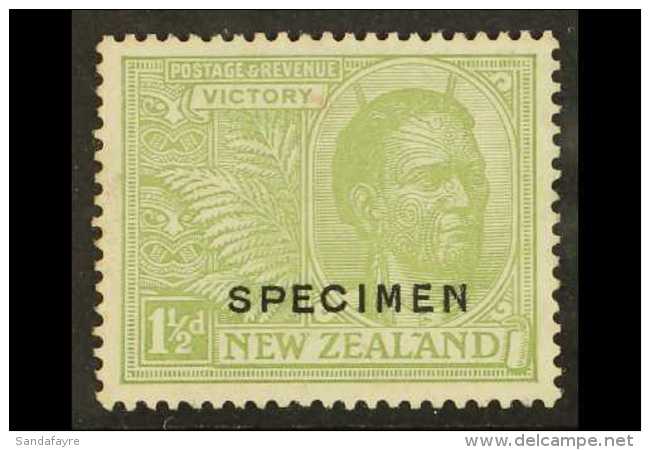 1920 1&frac12;d Maori Warrior Victory Stamp COLOUR TRIAL PROOF In Pale Green, Perf 14 On Unwatermarked Paper... - Sonstige & Ohne Zuordnung