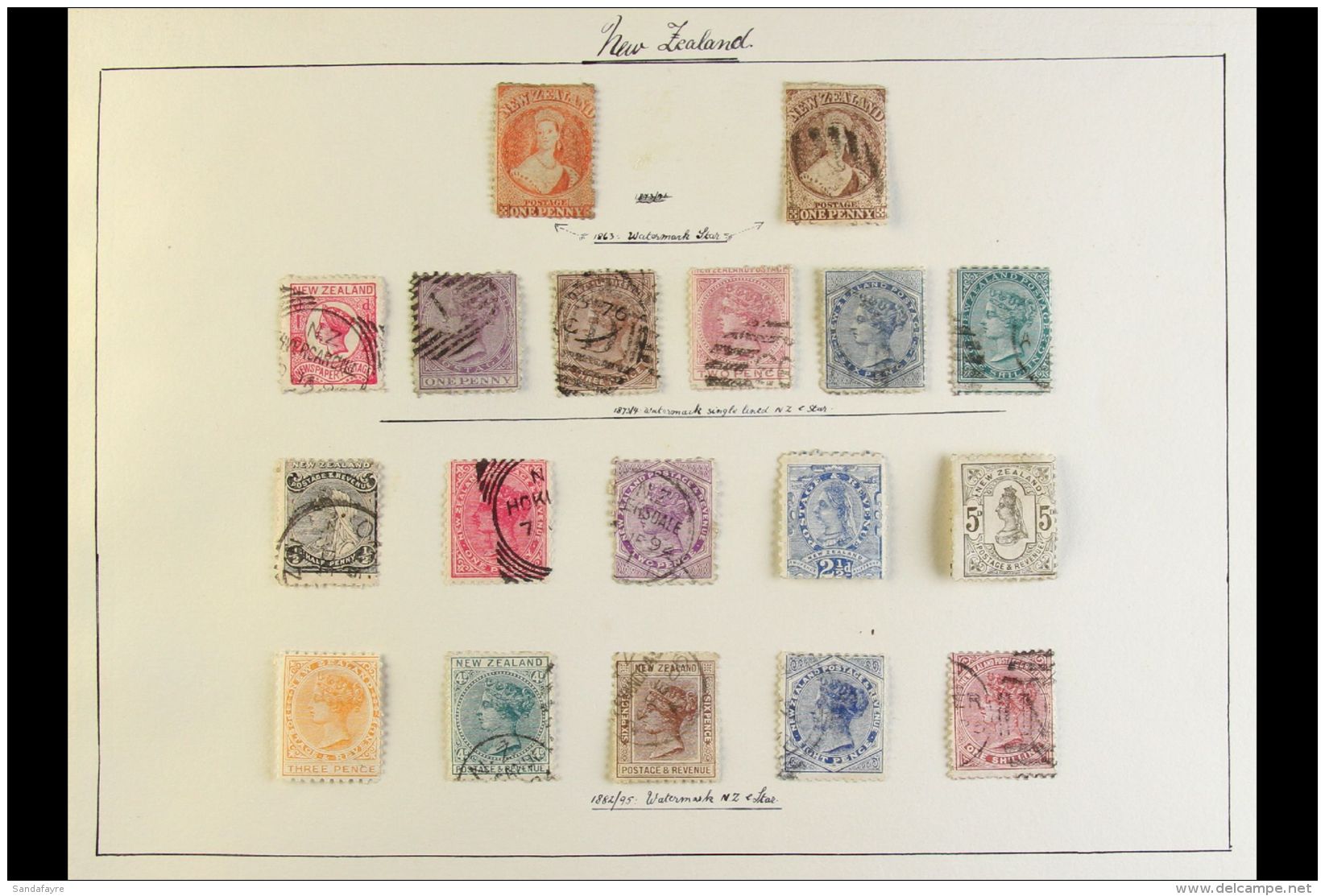 1864-1953 ALL DIFFERENT COLLECTION On Leaves, Mostly Used, Inc 1864-71 1d Apparently Unused, 1871-73 1d Used,... - Andere & Zonder Classificatie