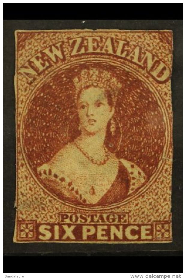 1862-64 6d Red-brown Wmk Large Star Imperf, SG 43, Unused No Gum, Small Tears &amp; Thin, Three Very Close... - Andere & Zonder Classificatie