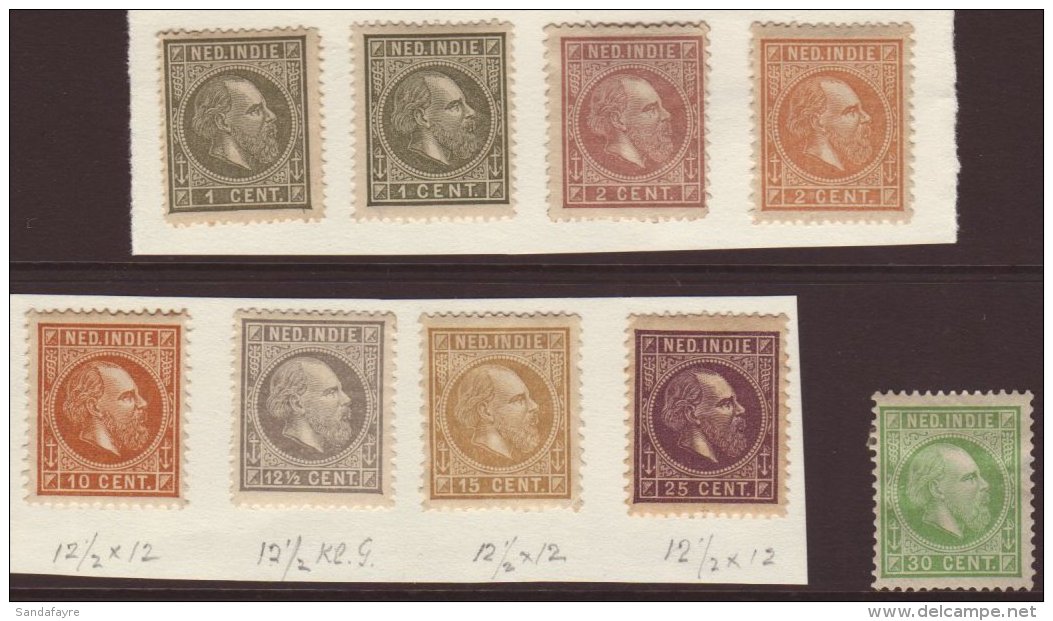 NETHERLANDS INDIES 1870 - 88 Fine Mint Selection With 2c Brown Purple Perf 12&frac12;x12, 15c Ochre, 25c Dull... - Autres & Non Classés