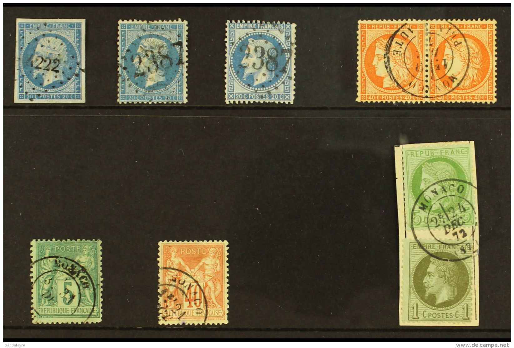 FRANCE USED IN MONACO A Small Group Of Top Quality Stamps Includes The 1860 20c Blue Imperf Cancelled "4222" With... - Sonstige & Ohne Zuordnung
